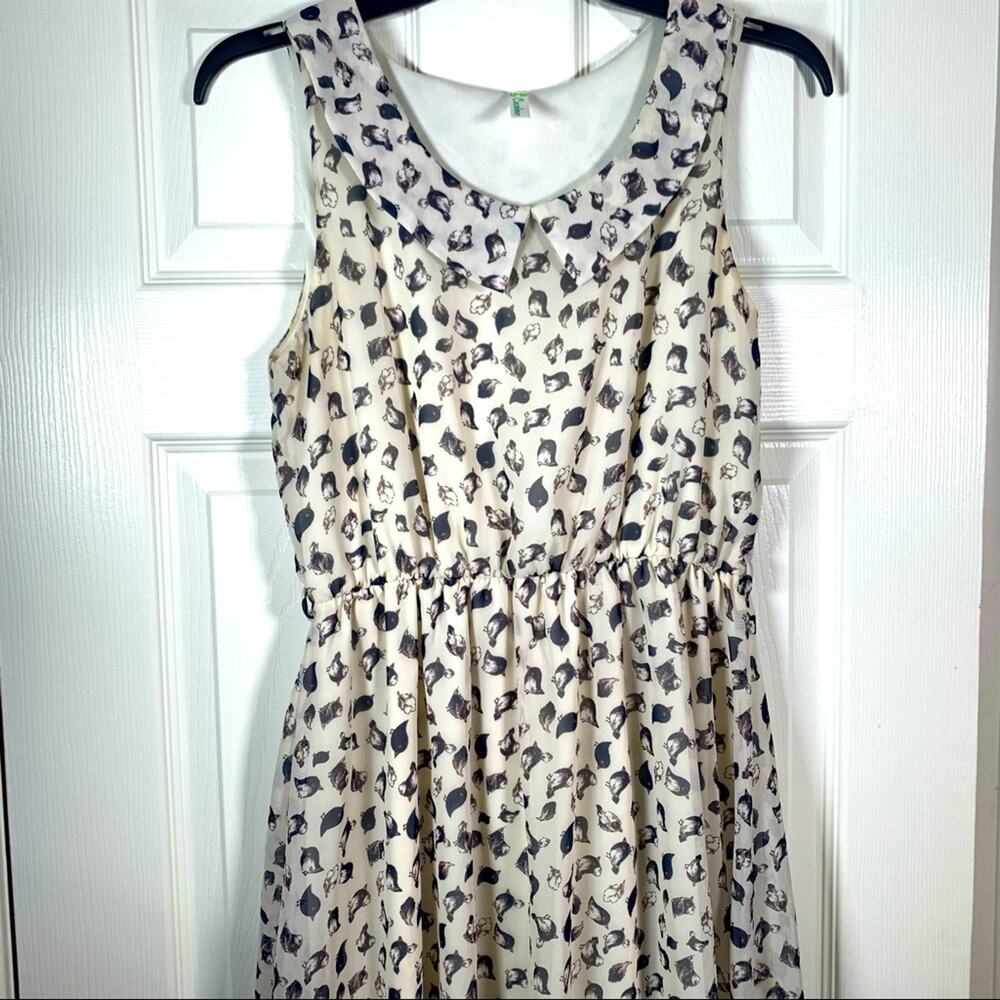 Cocolove bird printed sleeveless fit and flair midi dress with lining M